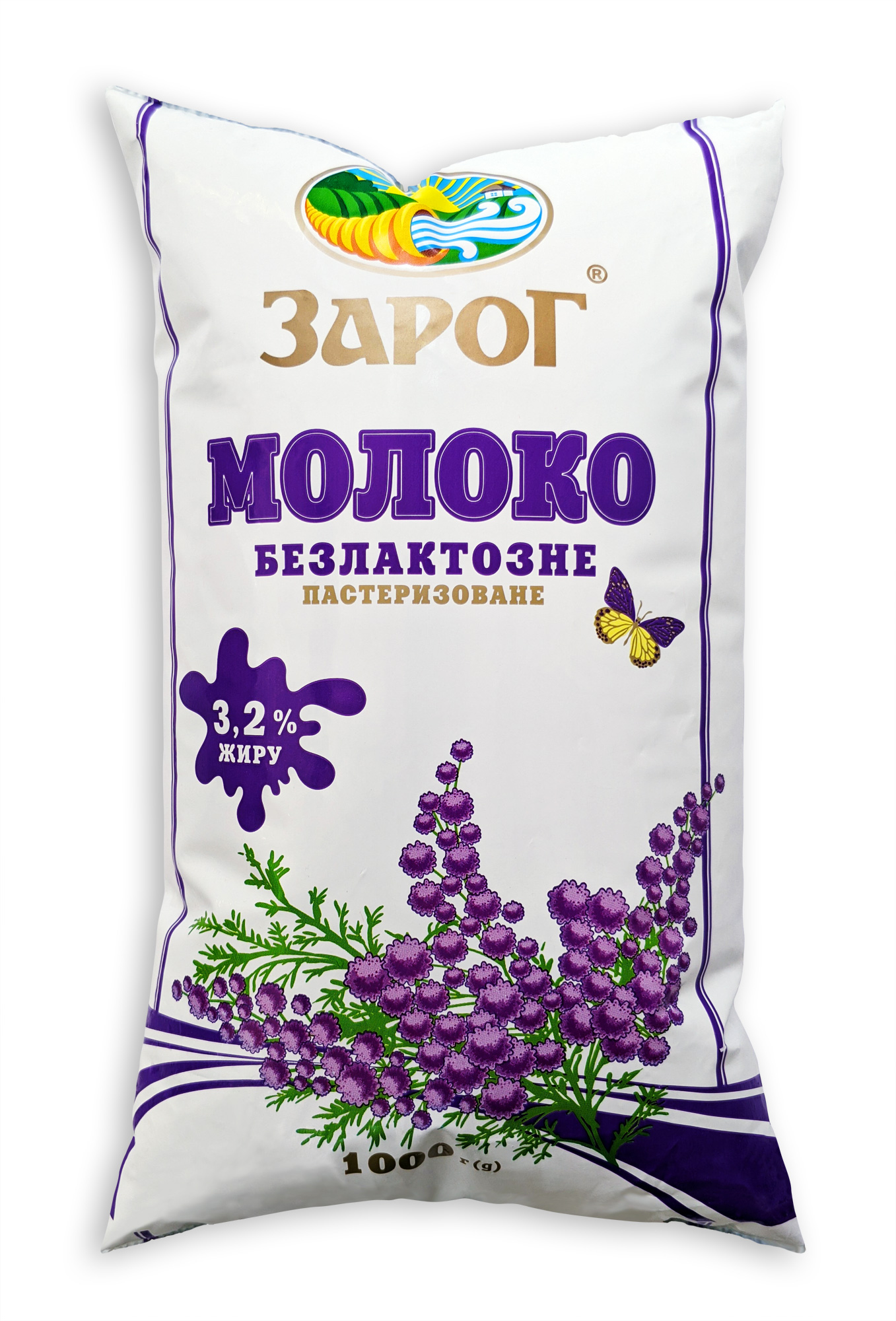 Молоко безлактозне пастеризоване 3,2% 1000 г (плівка) ТМ "ЗароГ"